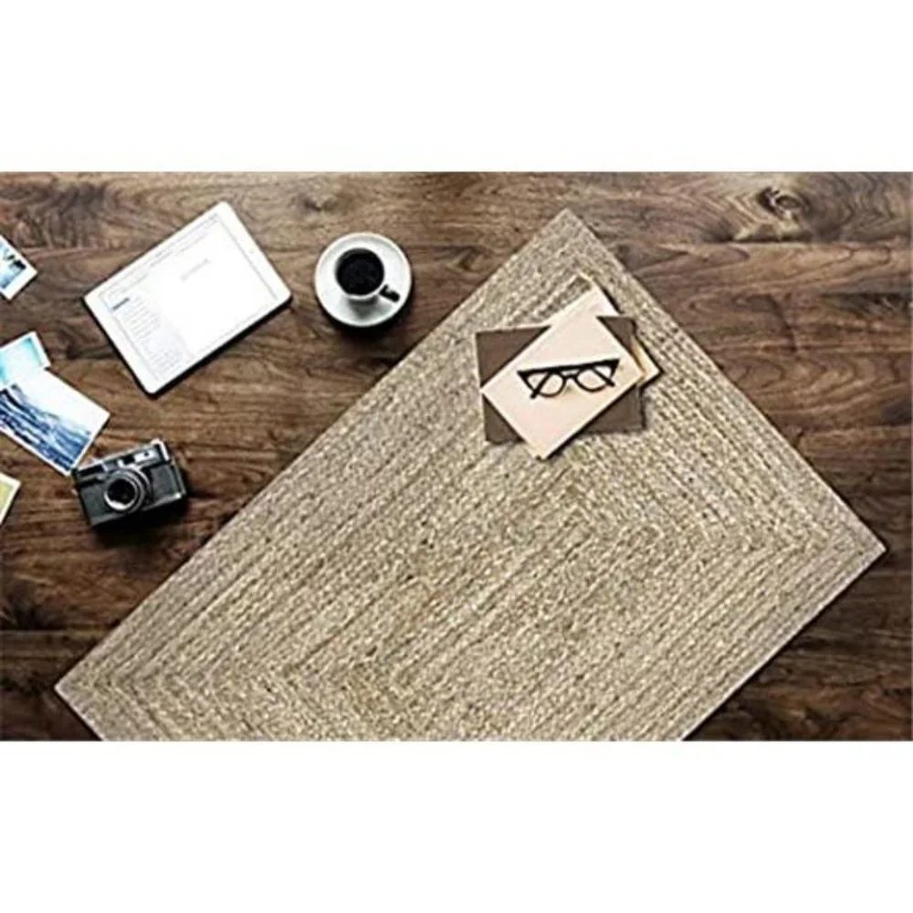 2X3' Natural Linen Color, Hand Woven & Reversible, Burlap Braided Rug 24x36